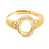 Rack Plating Oval Brass Micro Pave Cubic Zirconia Adjustable Ring Components KK-Q819-06G-2