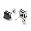 Square 316 Surgical Stainless Steel Pave Cubic Zirconia Cartilage Earrings for Women Men EJEW-Z050-34A-02P-2