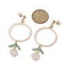 Flower Colorful Glass Seed Beads Dangle Earrings EJEW-MZ00148-5