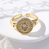 Brass Micro Pave Clear Cubic Zirconia Open Cuff Rings for Women RJEW-G341-05G-03-2