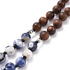 Natural Sodalite & Wood Round Beads Necklace NJEW-JN03739-6