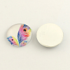 Feather Pattern Flatback Half Round Glass Dome Cabochons GGLA-R026-10mm-26-2