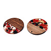 Transparent Resin & Walnut Wood Pendants RESI-TAC0017-75-A06-3