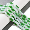Printing Glass Oval Beads for Necklaces Bracelets Making GLAA-B020-01A-15-2