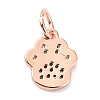 Brass Micro Pave Cubic Zirconia Charms LS-ZIRC-C022-22RG-2