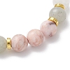 Natural Mashan Jade & White Jade & Labradorite & Pink Zebra Jasper & Alloy Beads Stretch Bracelets for Women BJEW-JB12831-4