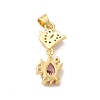 Rack Plating Brass Micro Pave Cubic Zirconia Pendants KK-B068-21G-02-2