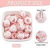 30pcs Round with Paw Pattern Silicone Focal Beads SIL-SC0002-03C-2