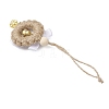 Christmas Wood & Polyester Bowknot Pendant Decorations HJEW-JM04193-03-4