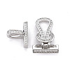 Brass Micro Pave Clear Cubic Zirconia Fold Over Clasps KK-S356-577-NF-4
