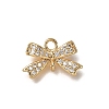 Brass Micro Pave Cubic Zirconia Bowknot Connector Charms KK-B152-09A-G-1