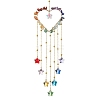 Wire Wrapped Chakra Natural Gemstone Chips Heart Hanging Ornaments HJEW-JM02369-1