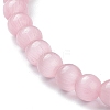 Round Cat Eye Beads Stretch Bracelets for Girl Women BJEW-A117-A-12-3