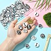 60Pcs 6 Styles Dog Bone Print Wooden European Beads WOOD-CJ0002-39-4