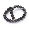 Natural Golden Sheen Obsidian Beads Strands G-C076-8mm-5-2