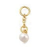 Brass Natural Pearl Keychain Clasps KK-M301-18G-1