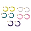 Brass Enamel Half Hoop Earrings EJEW-B004-03G-1