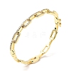 Clear Cubic Zirconia Oval Link Chains Hinged Bangle BJEW-J165-12G-1