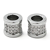 Rack Plating Brass Micro Pave Clear Cubic Zirconia European Beads KK-B076-04P-2