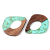 Transparent Resin & Walnut Wood Pendants RESI-S389-016A-B02-2