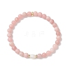 3Pcs Natural Pink Opal & Rhodochrosite & Rose Quartz Round Beads Stretch Bracelets for Women BJEW-JB13055-4