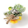 2Pcs 2 Style Sunflower Flower Silk Wrist and Flower Silk Brooch Sets AJEW-CP0004-60-2