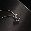 Vintage 925 Sterling Silver Blue Cubic Zirconia Ship Anchor Rudder Pendant Necklaces AJ6601-4