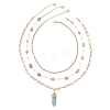 Natural Green Aventurine Double Terminated Pointed Bullet Pendant 304 Stainless Steel & Brass Chain 3 Layer Necklaces for Women NJEW-JN05477-02-4