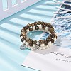 3Pcs 3 Style Natural Wood & Synthetic Turquoise(Dyed) Round Beaded Stretch Bracelets Set with Alloy Tree and Yoga Theme Charms BJEW-JB08351-2