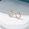 Brass Clear Cubic Zirconia Stud Earrings EJEW-Q014-03G-1