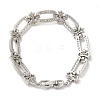 Cubic Zirconia Oval & Cross Link Chain Bracelet BJEW-M296-02P-3