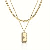 Brass Micro Pave Clear Cubic Zirconia Rectangle with Initial Pendant Double Layer Necklaces for Women FS-WG478B5-18-1