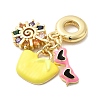 Brass Pave Colorful Cubic Zirconia European Dangle Charms KK-C137-14G-2