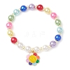 Acrylic Pearl Round Beaded Stretch Bracelets BJEW-JB11424-3