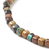 Natural HuBei Turquoise Cube Beaded Stretch Bracelet for Women BJEW-JB08976-01-4