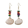 Dyed Shell & Electroplated Conch Shell Dangle Earrings EJEW-JE06061-4