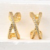 Brass Micro Pave Clear Cubic Zirconia Cuff Earrings EJEW-K309-13G-1