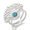 304 Stainless Steel Synthetic Turquoise Cuff Rings G-Z056-02P-05-1