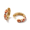 Enamel Rhombus Pattern Huggie Hoop Earrings EJEW-K093-02G-3