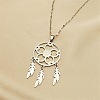 Woven Net/Web with Feather 304 Stainless Steel Pendant Necklaces for Women NJEW-G087-04P-1