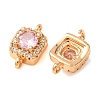 Brass Pave Pink Cubic Zirconia Connector Charms CU-CBAEC99-14G-2