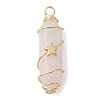 Natural Rose Quartz Copper Wire Wrapped Pointed Pendants PALLOY-JF02461-01-1