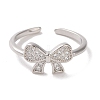 Brass Micro Pave Cubic Zirconia Open Cuff Ring RJEW-K256-58J-P-2