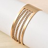 304 Stainless Steel Multi-Chain Open Cuff Bangles BJEW-K264-06G-1