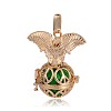 Golden Plated Brass Hollow Round Cage Pendants KK-J252-02G-2