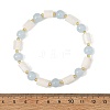 8MM Round Natural White Moonstone and Column Dyed White Jade Beaded Stretch Bracelets BJEW-JB14488-4