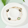 Rectangle Brass Abalone Shell Link Bracelets KK-D301-02G-1