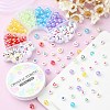 302Pcs 9 Style Transparent & Opaque Rainbow Iridescent Acrylic Beadss Plated and Enamel MACR-CJ0001-55-6