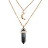 Natural Labradorite Cone Pendant Double Layer Necklace UX9990-1-1