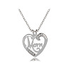 Alloy Rhinestone Mom Heart Pendant Necklaces for Mother's Day FS-WG2686A-03-1